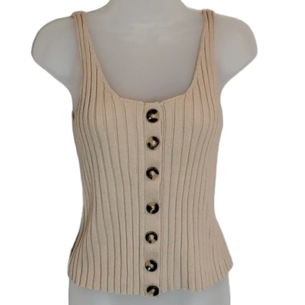 Francescas ALYA Knit Sweater Button FrontTank SZ M